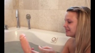 Tiny Becky and her lesbian friend is getting hot and horny in a bathtub