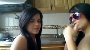 2 Hot Young Lesbians Lick & Kiss In The Kitchen