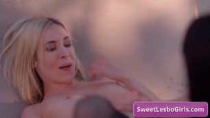 Gorgeous lesbian busty babes Aiden Ashley, Goth Charlotte fuck deep with strap-on dildo outside in the sunset deep and hard